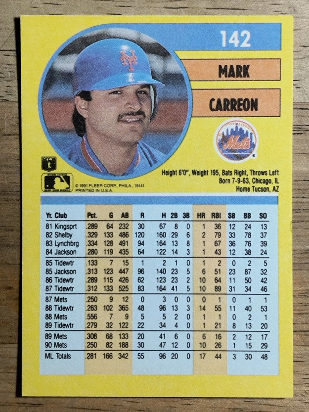 1991 Fleer #142 Mark Carreon