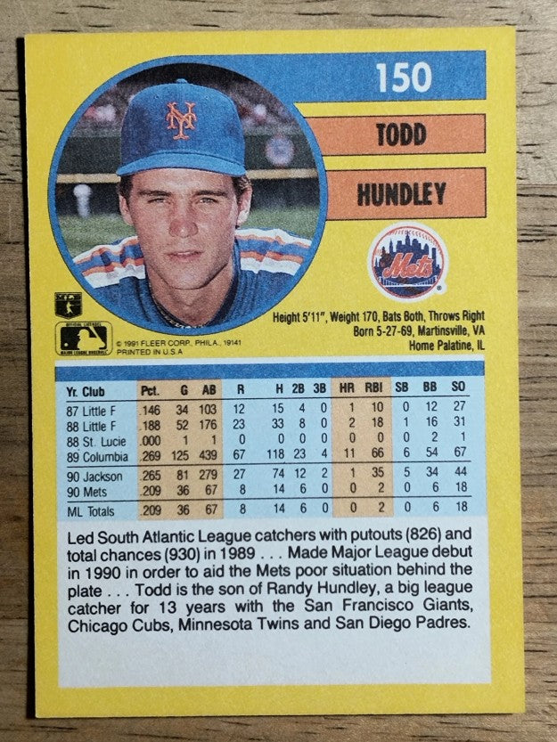 1991 Fleer #150 Todd Hundley