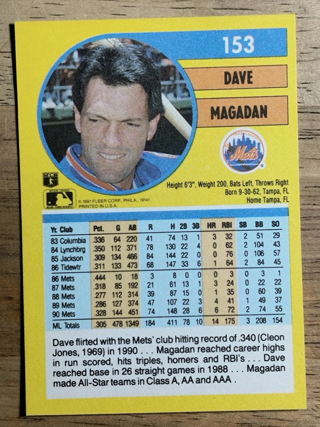 1991 Fleer #153 Dave Magadan