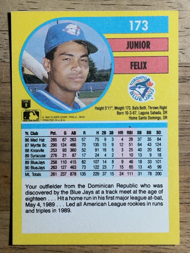1991 Fleer #173 Junior Felix