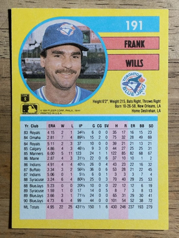 1991 Fleer #191 Frank Wills