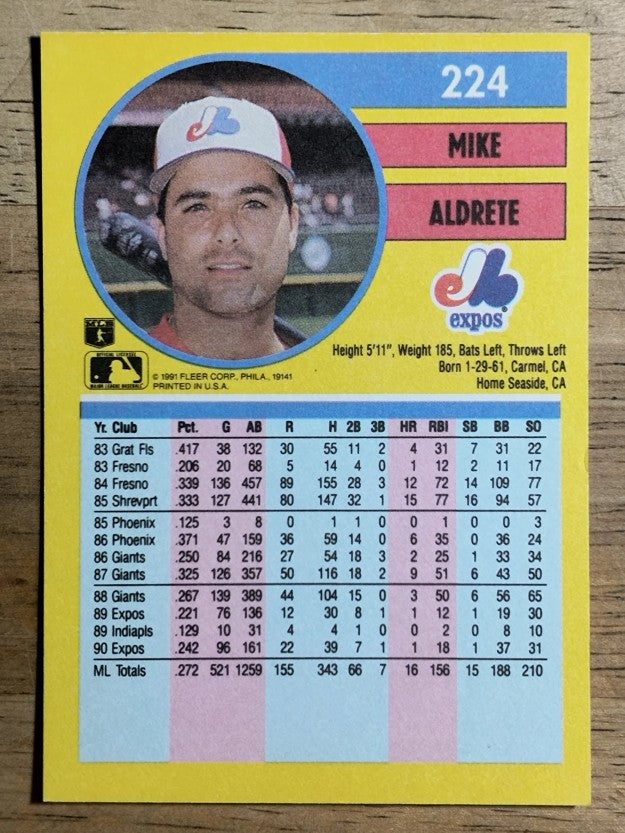 1991 Fleer #224 Mike Aldrete