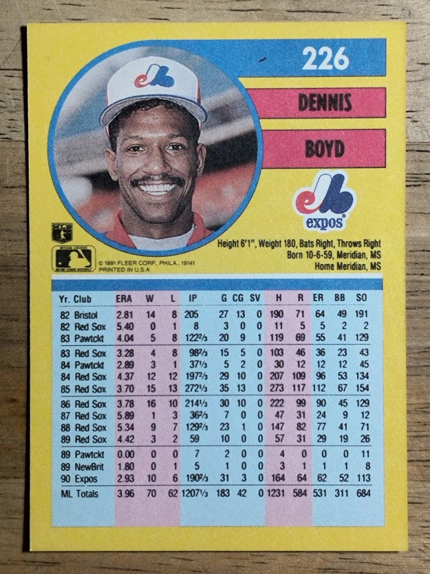 1991 Fleer #226 Dennis Boyd
