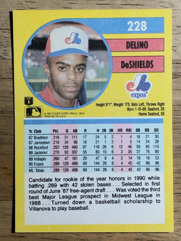1991 Fleer #228 Delino DeShields