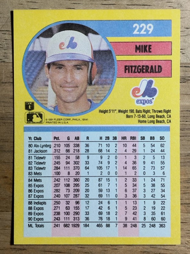1991 Fleer #229 Mike Fitzgerald