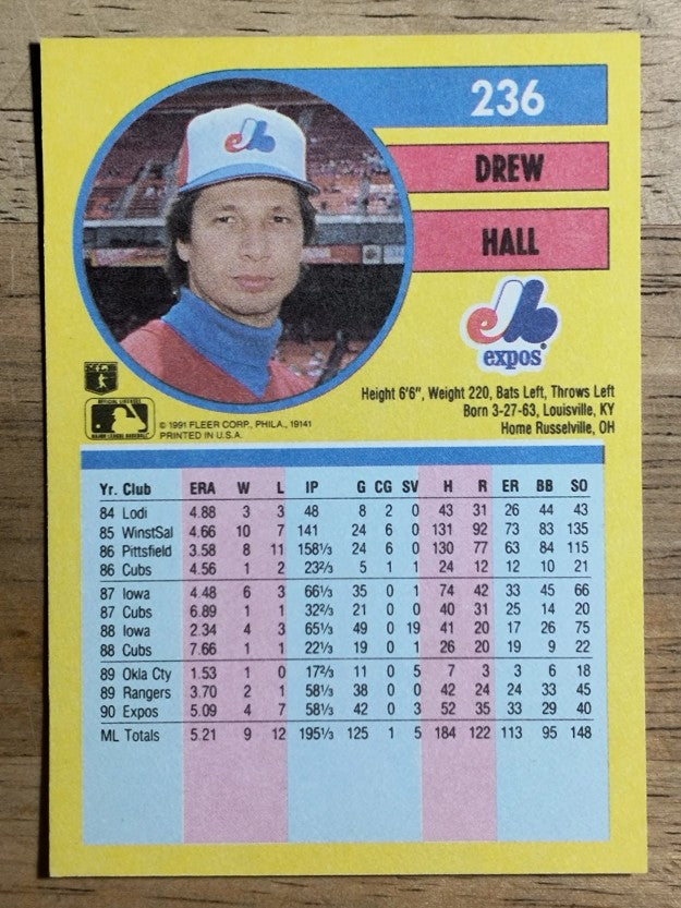 1991 Fleer #236 Drew Hall