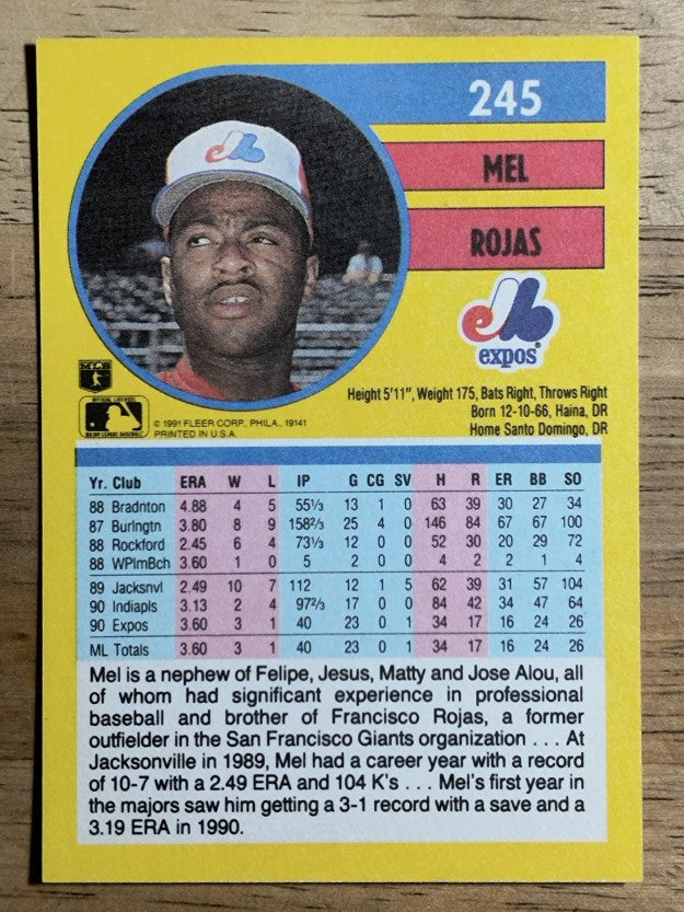 1991 Fleer #245 Mel Rojas
