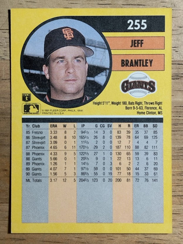 1991 Fleer #255 Jeff Brantley