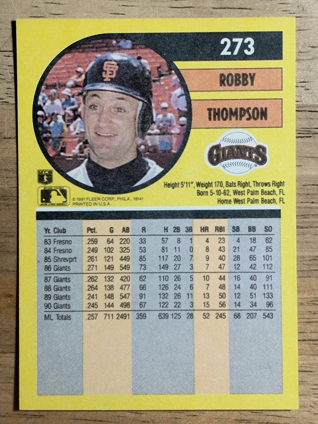 1991 Fleer #273 Robby Thompson