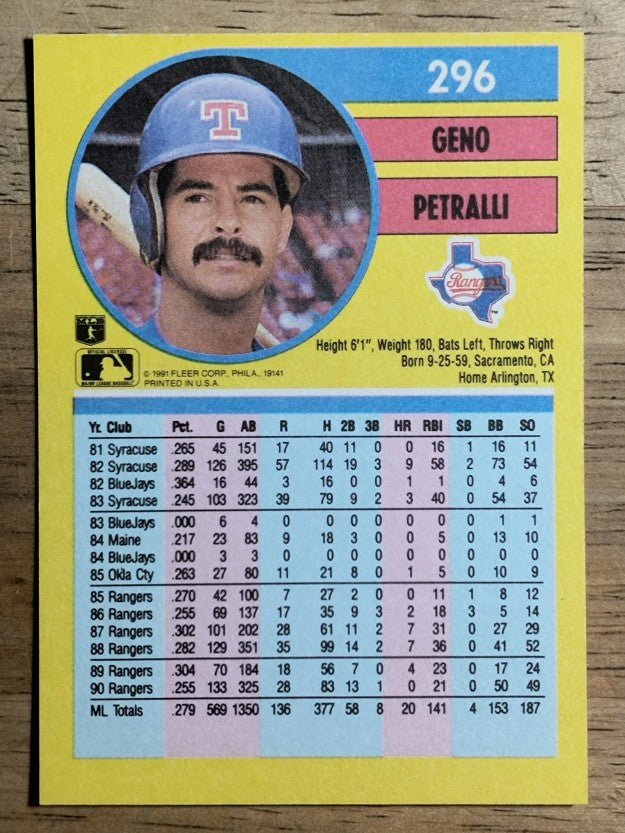 1991 Fleer #296 Geno Petralli