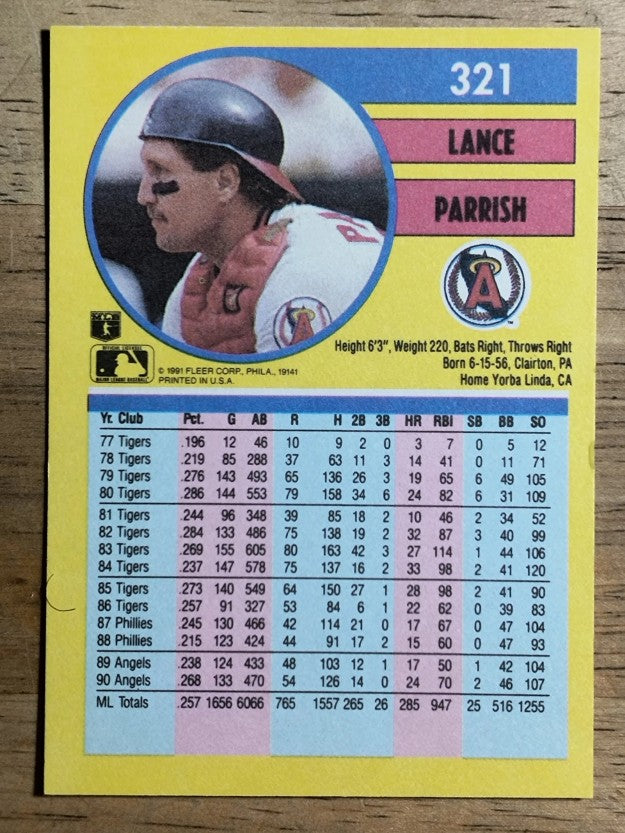 1991 Fleer #321 Lance Parrish