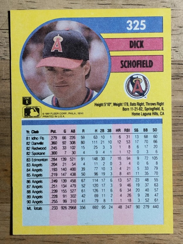 1991 Fleer #325 Dick Schofield