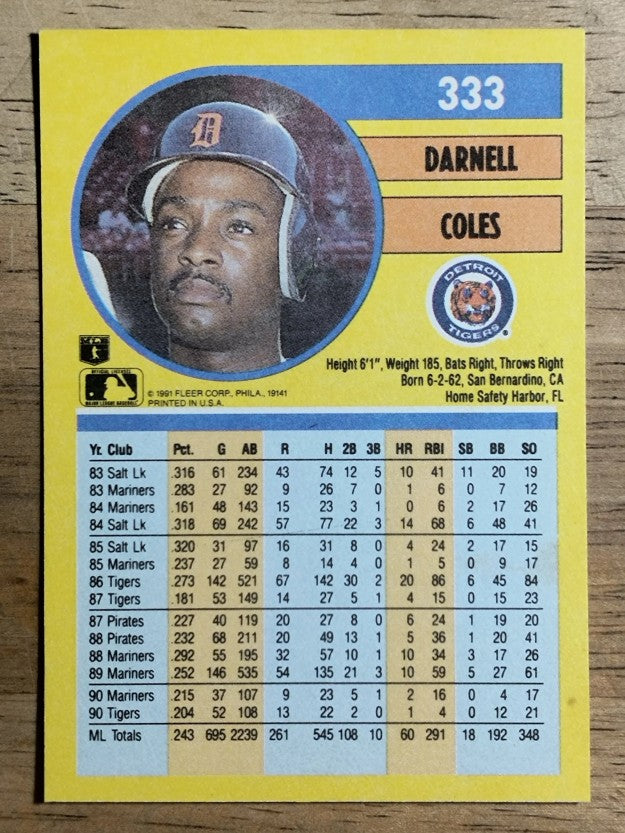 1991 Fleer #333 Darnell Coles