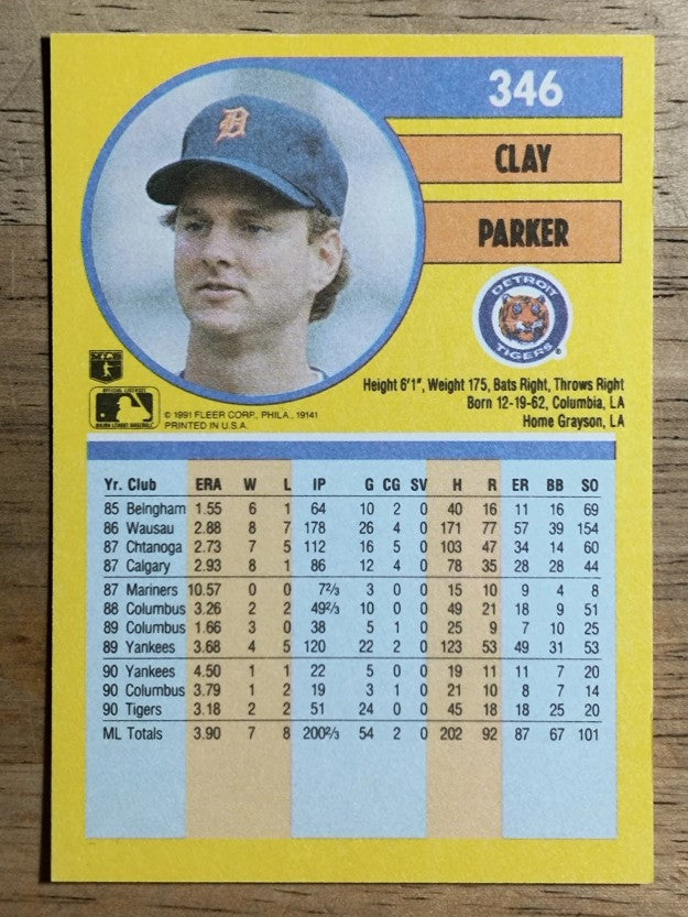 1991 Fleer #346 Clay Parker