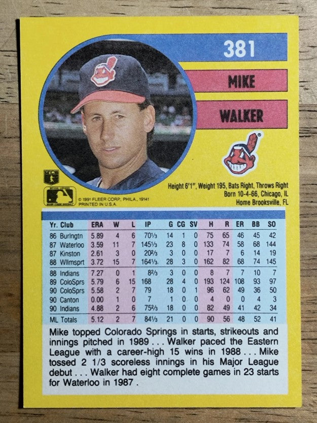 1991 Fleer #381 Mike Walker