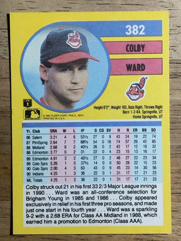 1991 Fleer #382 Colby Ward RC
