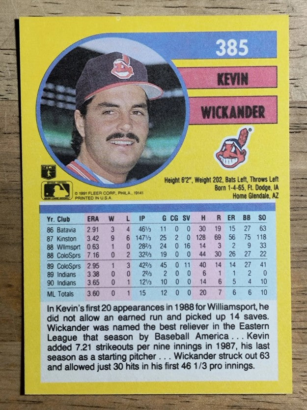 1991 Fleer #385 Kevin Wickander