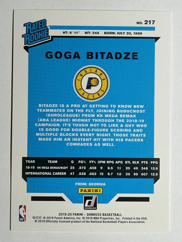 2019-20 Donruss #217 Goga Bitadze RR RC