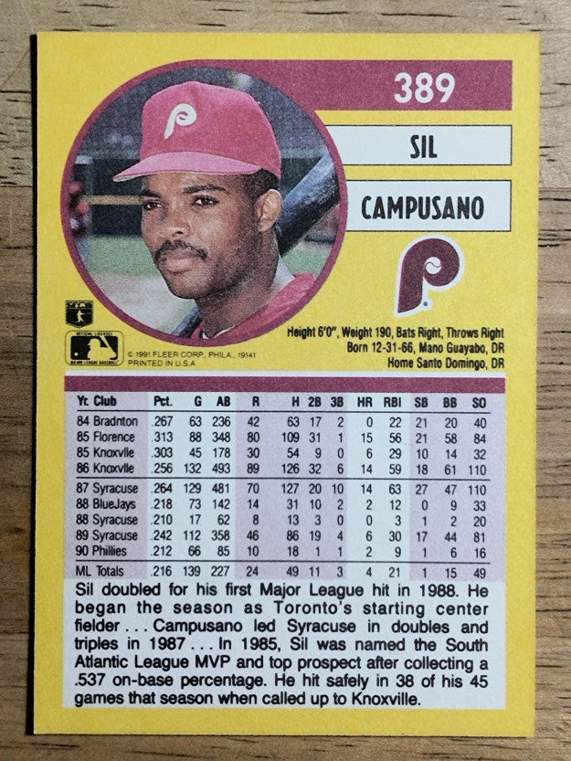1991 Fleer #389 Sil Campusano