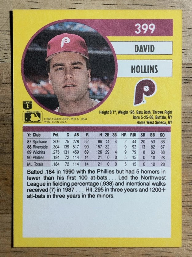 1991 Fleer #399 David Hollins