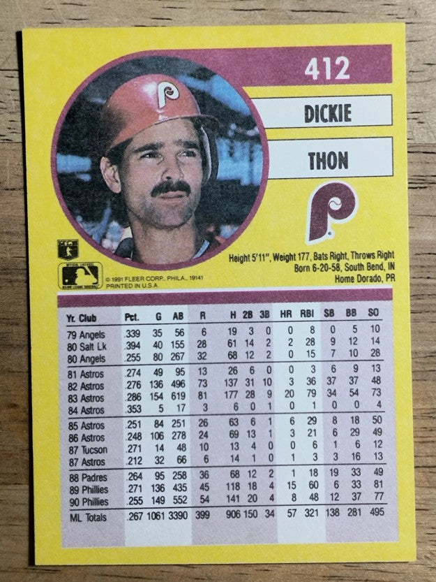 1991 Fleer #412 Dickie Thon
