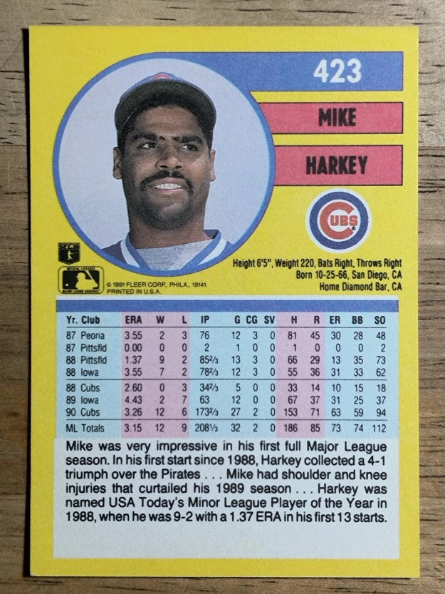 1991 Fleer #423 Mike Harkey