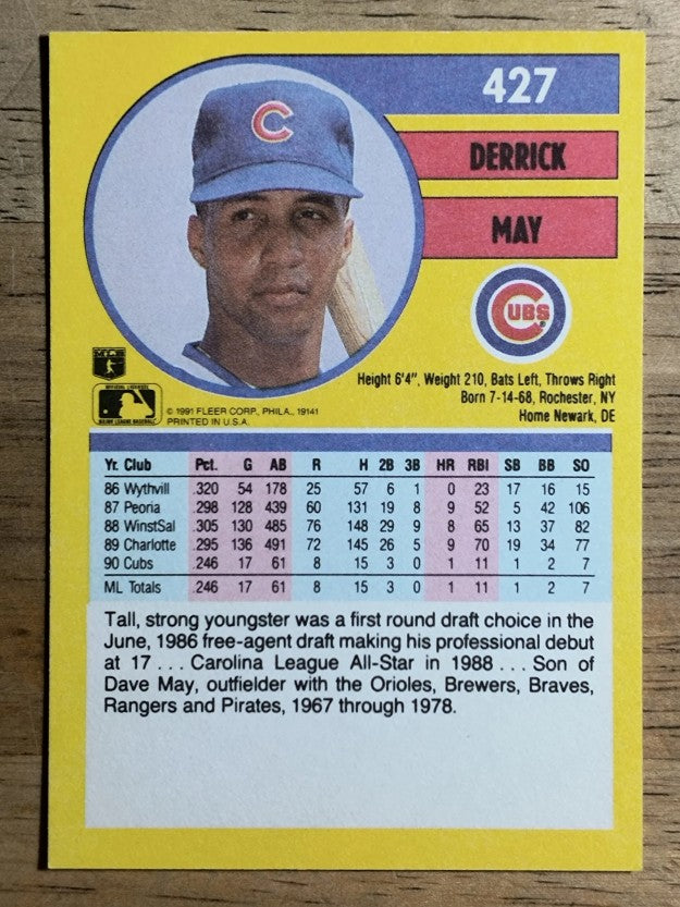 1991 Fleer #427 Derrick May