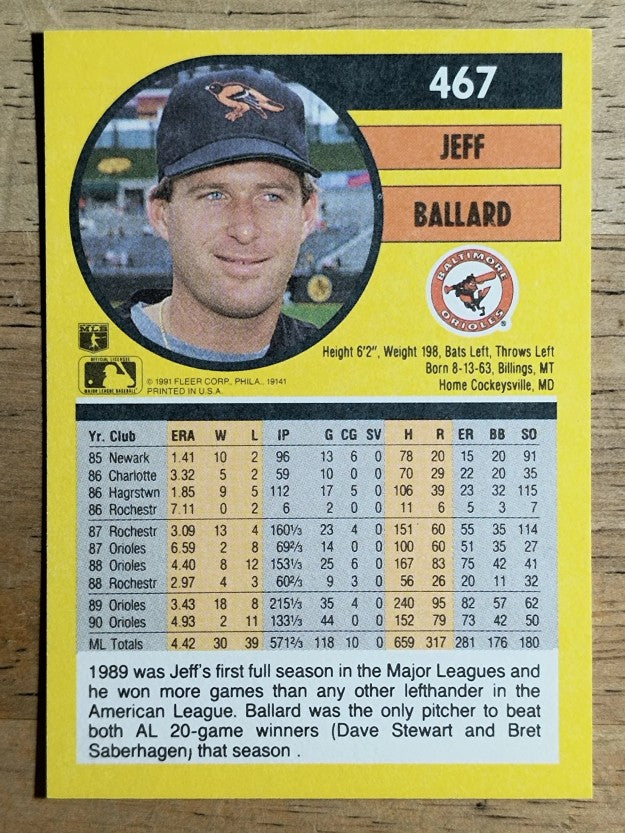 1991 Fleer #467 Jeff Ballard