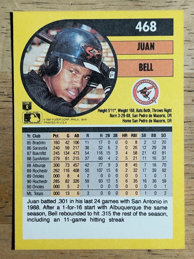 1991 Fleer #468 Juan Bell