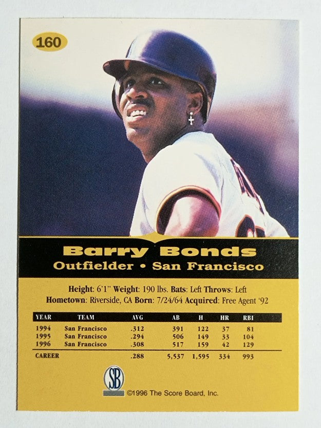 1996-97 Score Board All Sport PPF #160 Barry Bonds