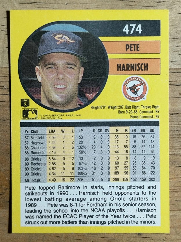 1991 Fleer #474 Pete Harnisch