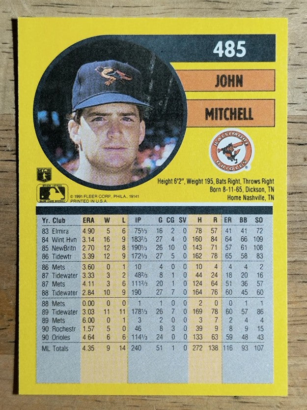 1991 Fleer #485 John Mitchell