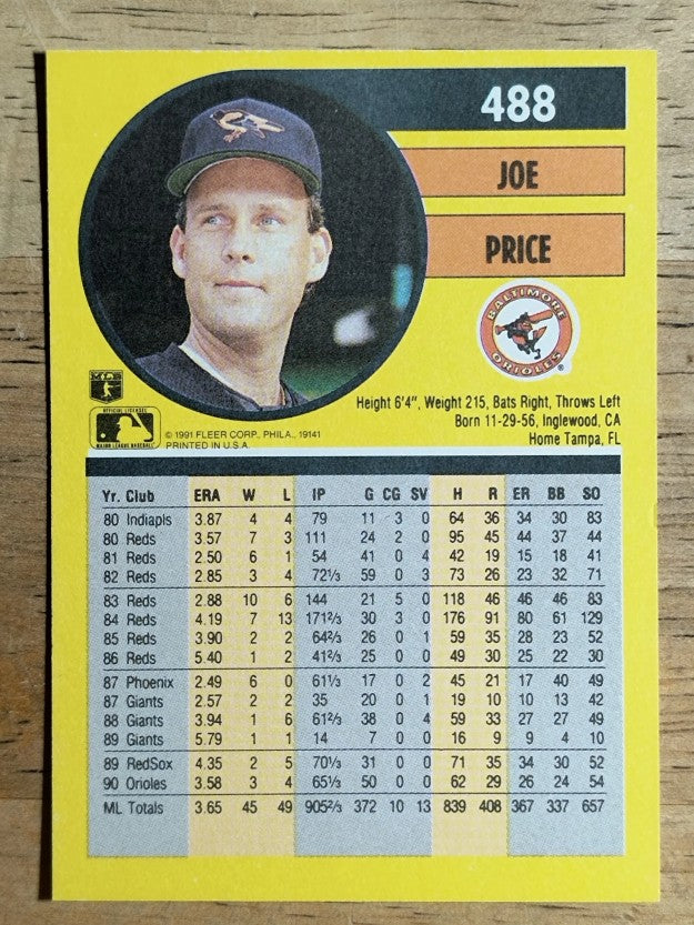 1991 Fleer #488 Joe Price