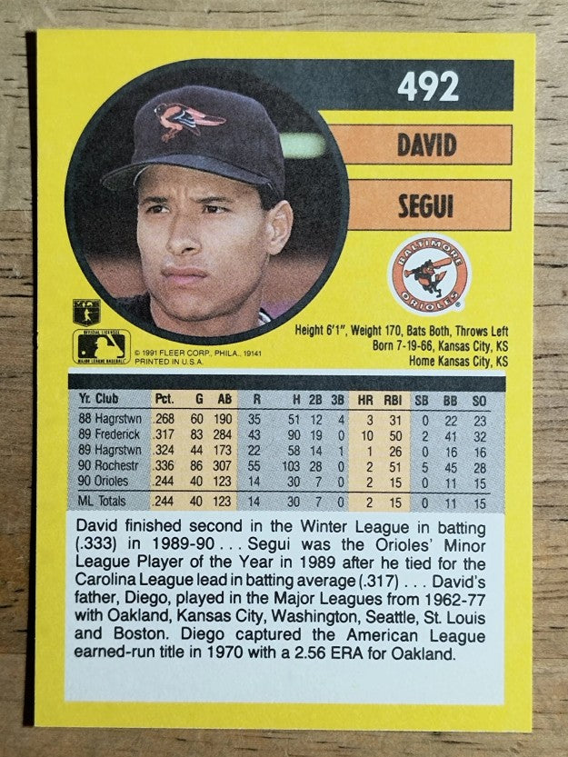 1991 Fleer #492 David Segui