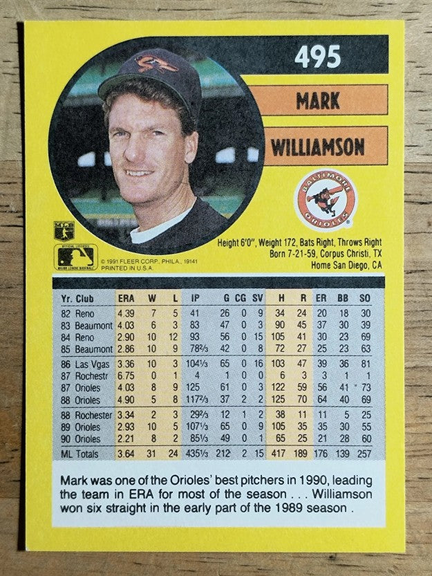 1991 Fleer #495 Mark Williamson