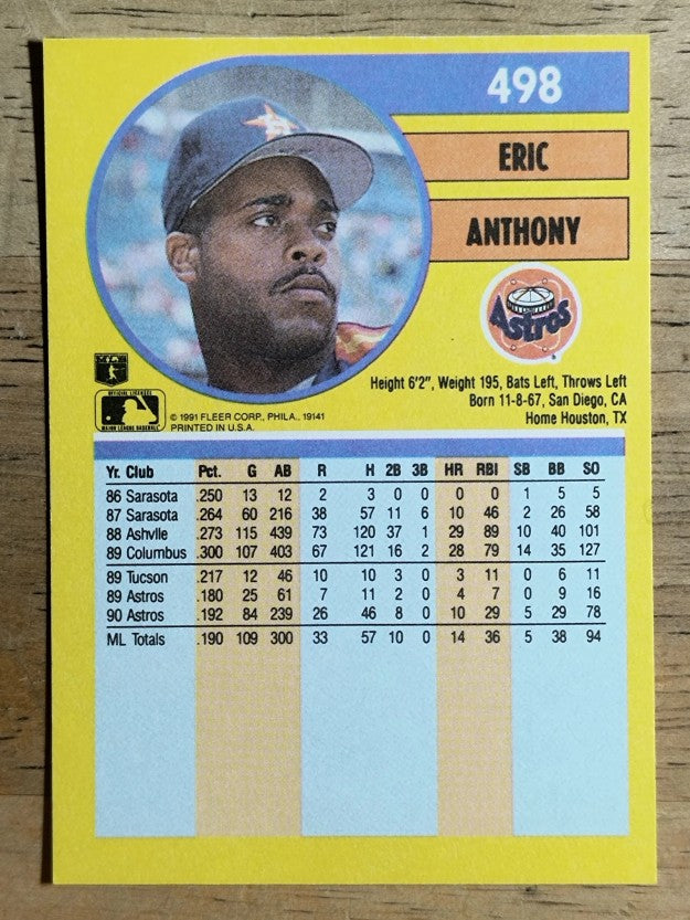 1991 Fleer #498 Eric Anthony