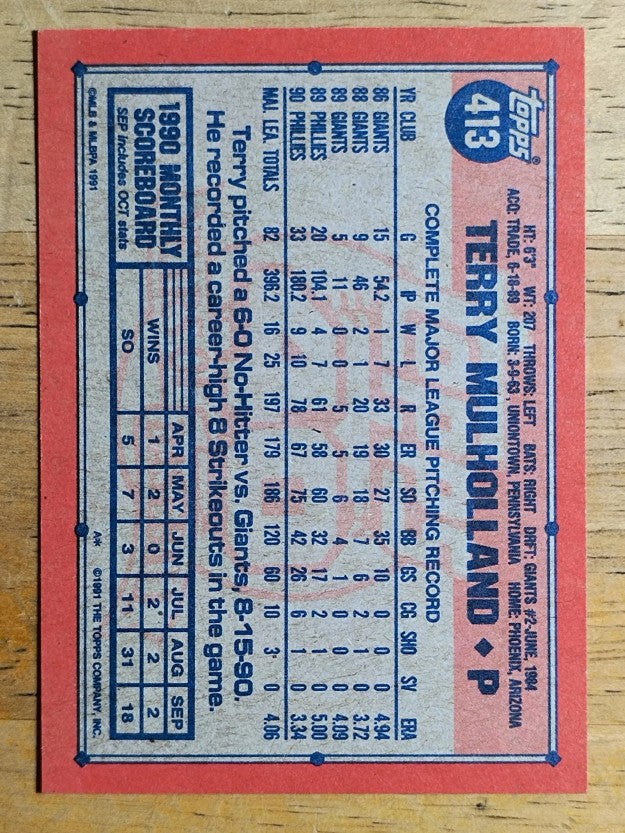 1991 Topps #413 Terry Mulholland