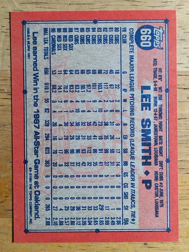 1991 Topps #660 Lee Smith