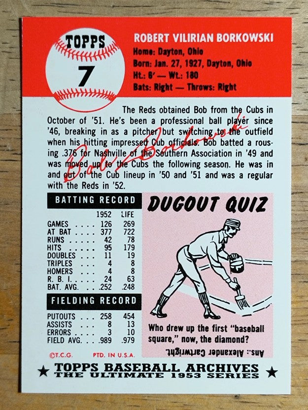 1991 Topps Archives '53 #7 Bob Borkowski