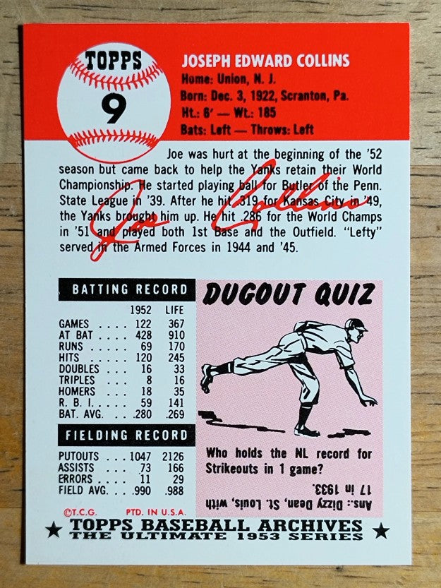 1991 Topps Archives '53 #9 Joe Collins
