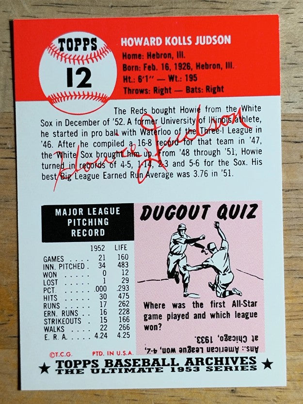 1991 Topps Archives '53 #12 Howie Judson