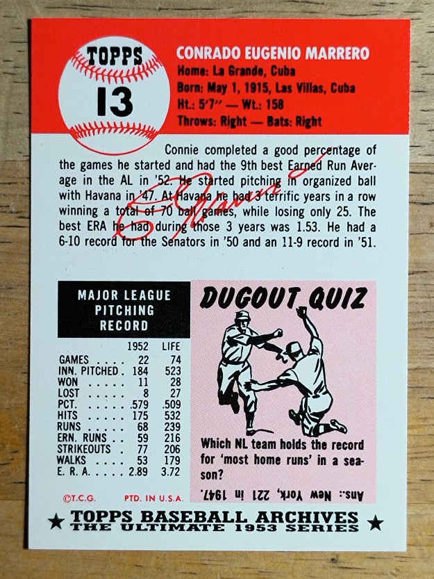 1991 Topps Archives '53 #13 Conrado Marrero