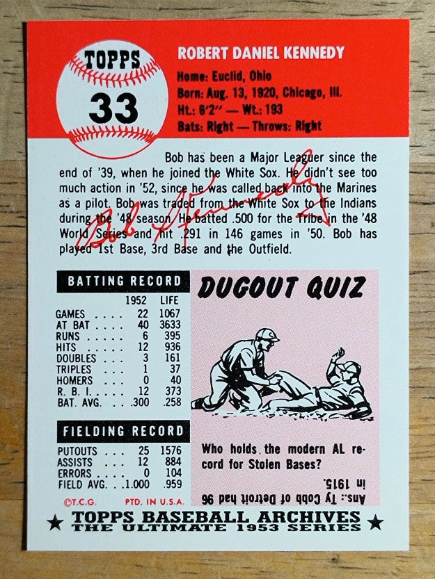 1991 Topps Archives '53 #33 Bob Kennedy
