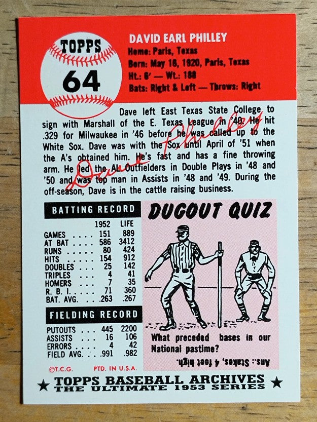 1991 Topps Archives '53 #64 Dave Philley