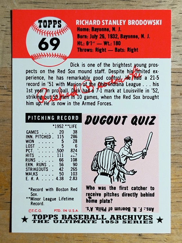 1991 Topps Archives '53 #69 Dick Brodowski