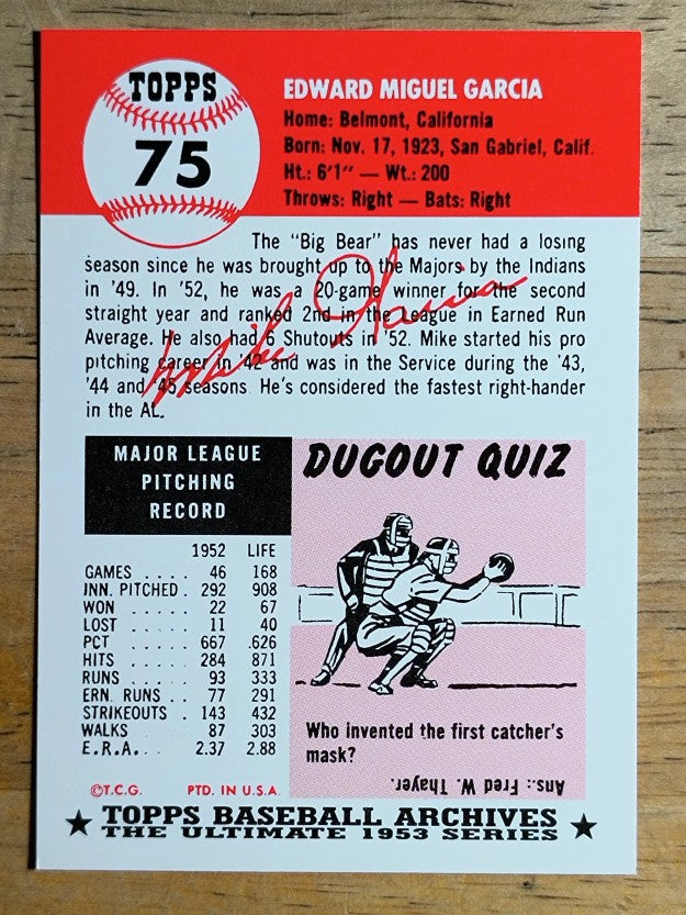 1991 Topps Archives '53 #75 Mike Garcia