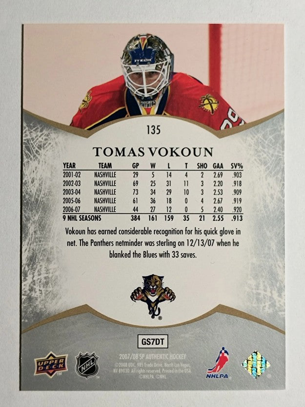 2007-08 SP Authentic #135 Tomas Vokoun NOT