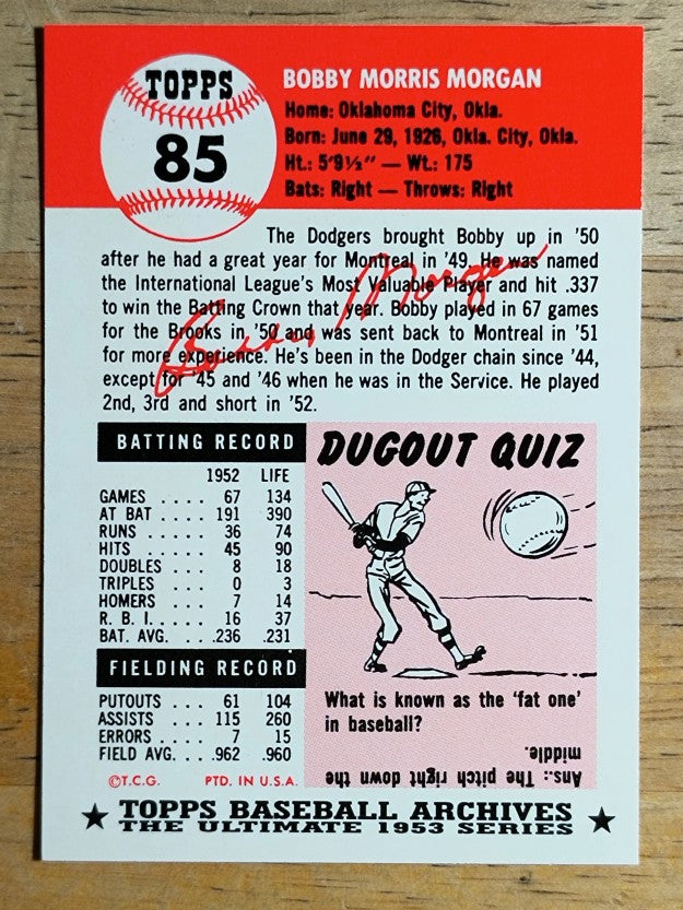 1991 Topps Archives '53 #85 Bobby Morgan