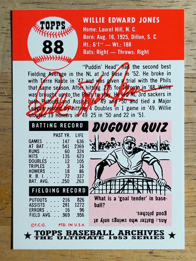 1991 Topps Archives '53 #88 Willie Jones