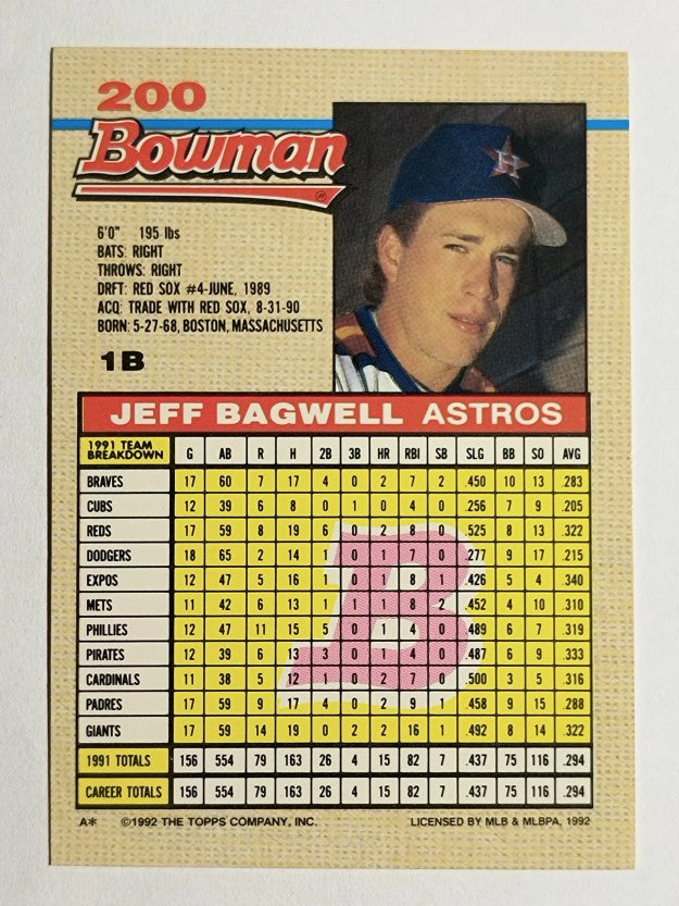 1992 Bowman #200 Jeff Bagwell
